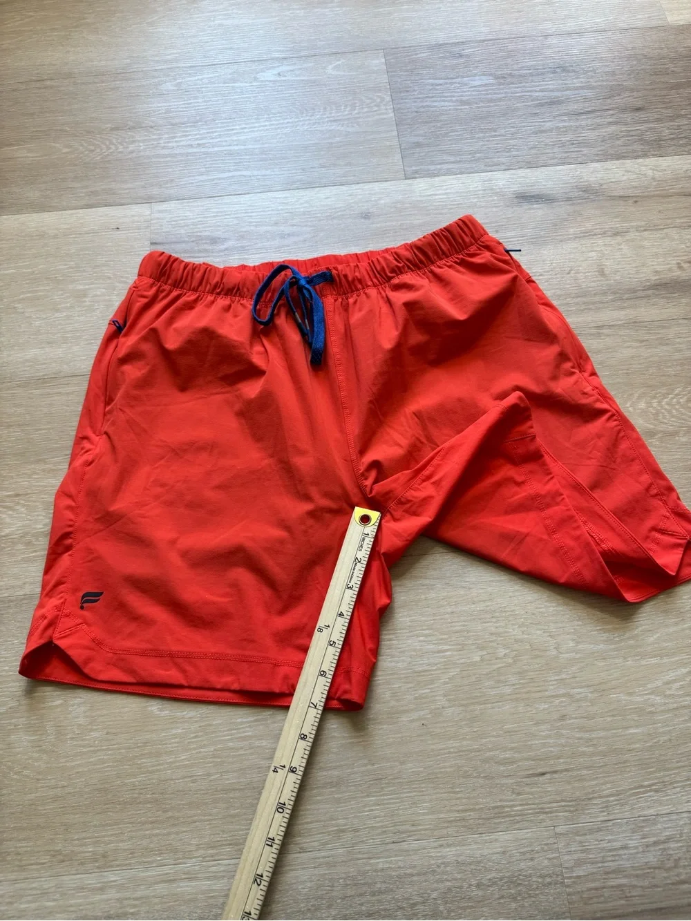 Fabletics Men's Orange Swim Trunks with Blue Drawcord